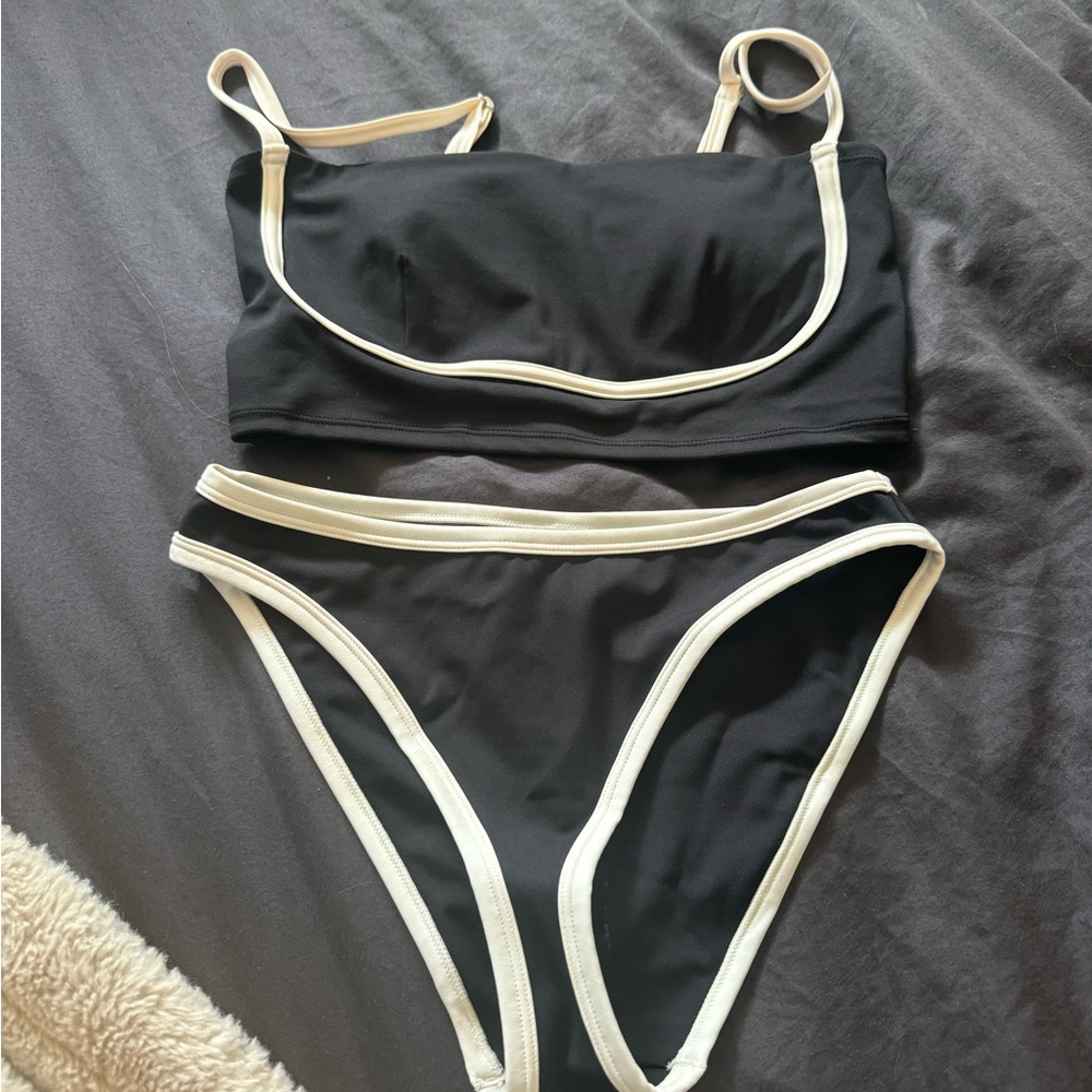 OAK + FORT Black and Cream Bikini